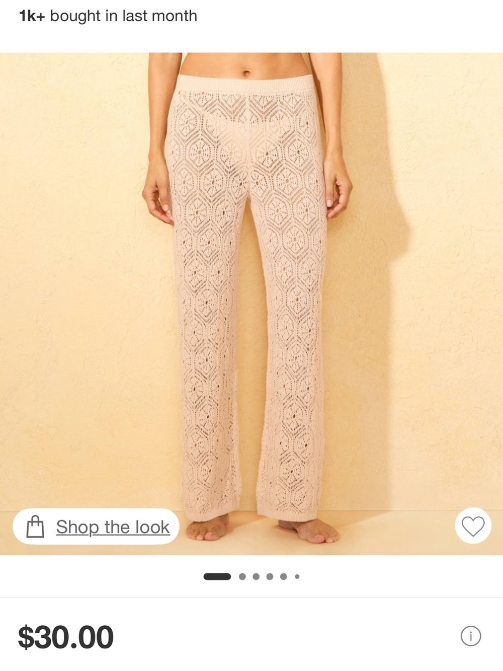 New Without Tags! Shade & Shore Beige Crochet Wide-Leg Pants